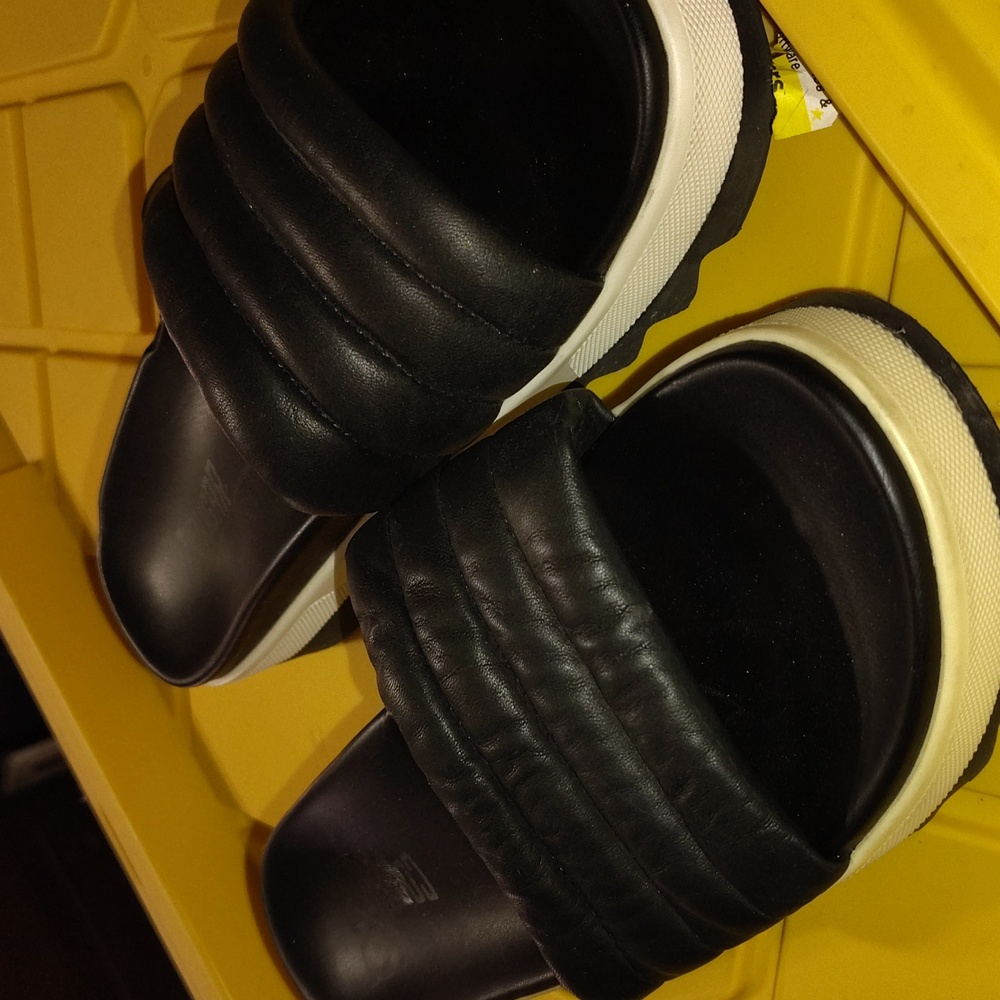 Pre-ownedBlack Leather Cougar Prato Platform Slide Sandal